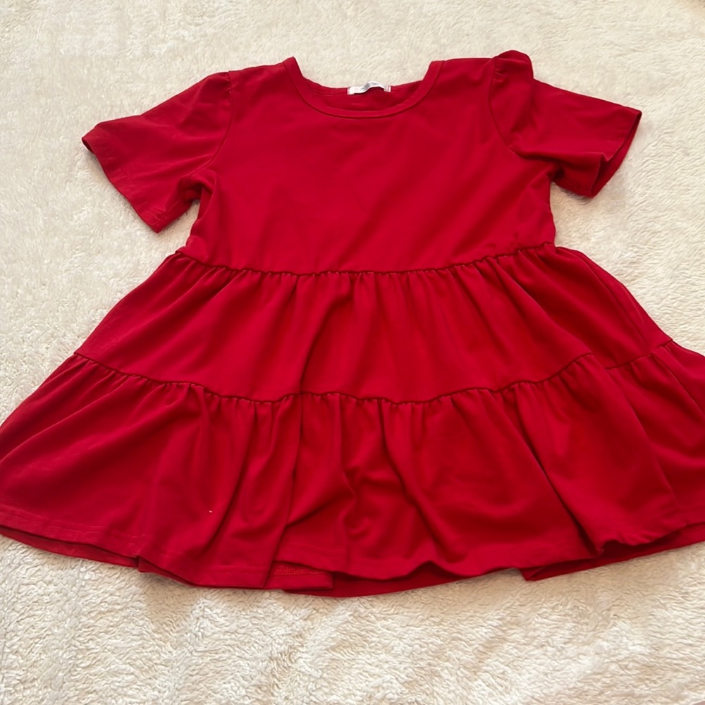 Girls Size 150 (US 12) Red Peplum Top